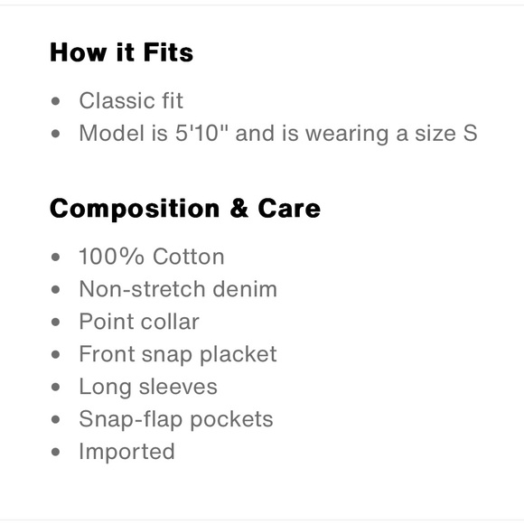 LEVI STRAUSS ESSENTIAL WESTERN DENIM SHIRT classic fit size S - Picture 8 of 9